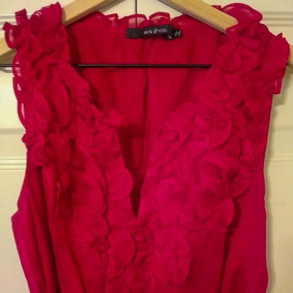 Modcloth Red Ruffled Dress with Black Sash - Picture 3 of 6